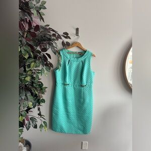 Tahari Chic Sleeveless Turquoise Mini Dress
